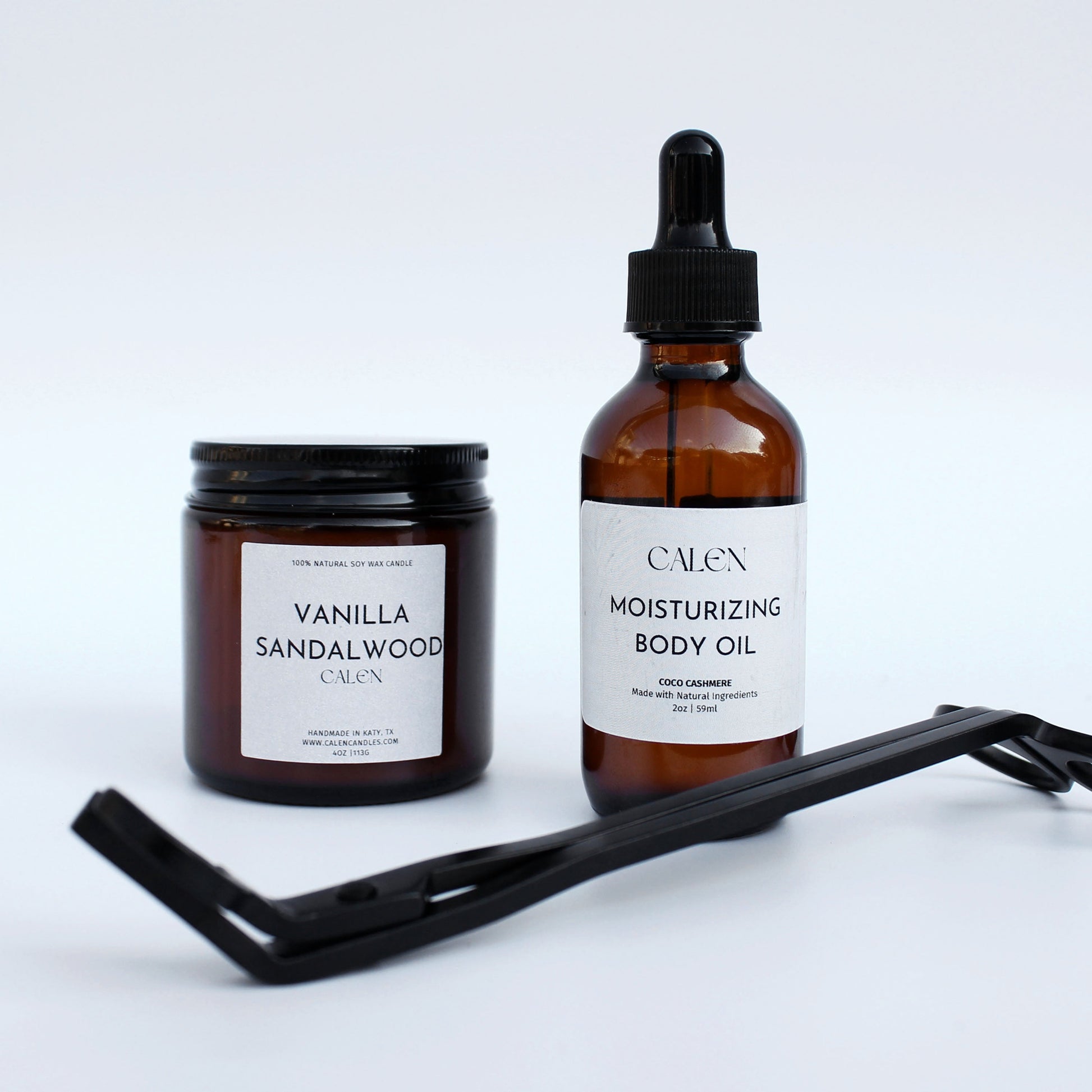 Bundle 1: 2oz Body Oil, 4oz Candle, Wick Clipper (Gold or Black)